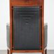 Art Deco design armchair with black leather with decorative stitching