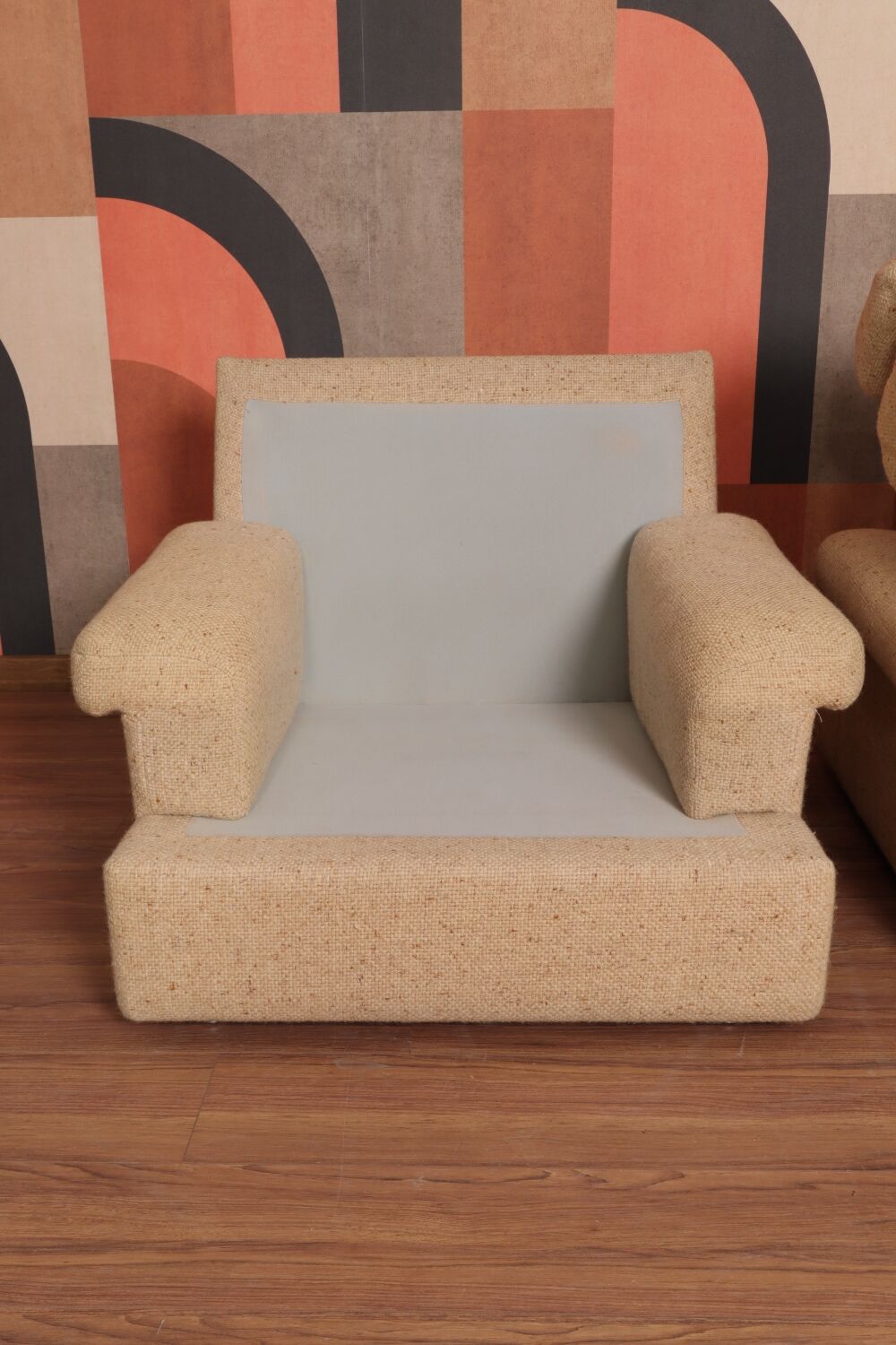 Danish Set of Armchairs Soft Cuschion Comfortable Wool Upholstery