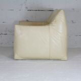 Leather armchair and cream-coloured foam, France , circa 1970