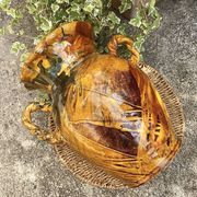 Ancient large vase in glazed speckled terracotta