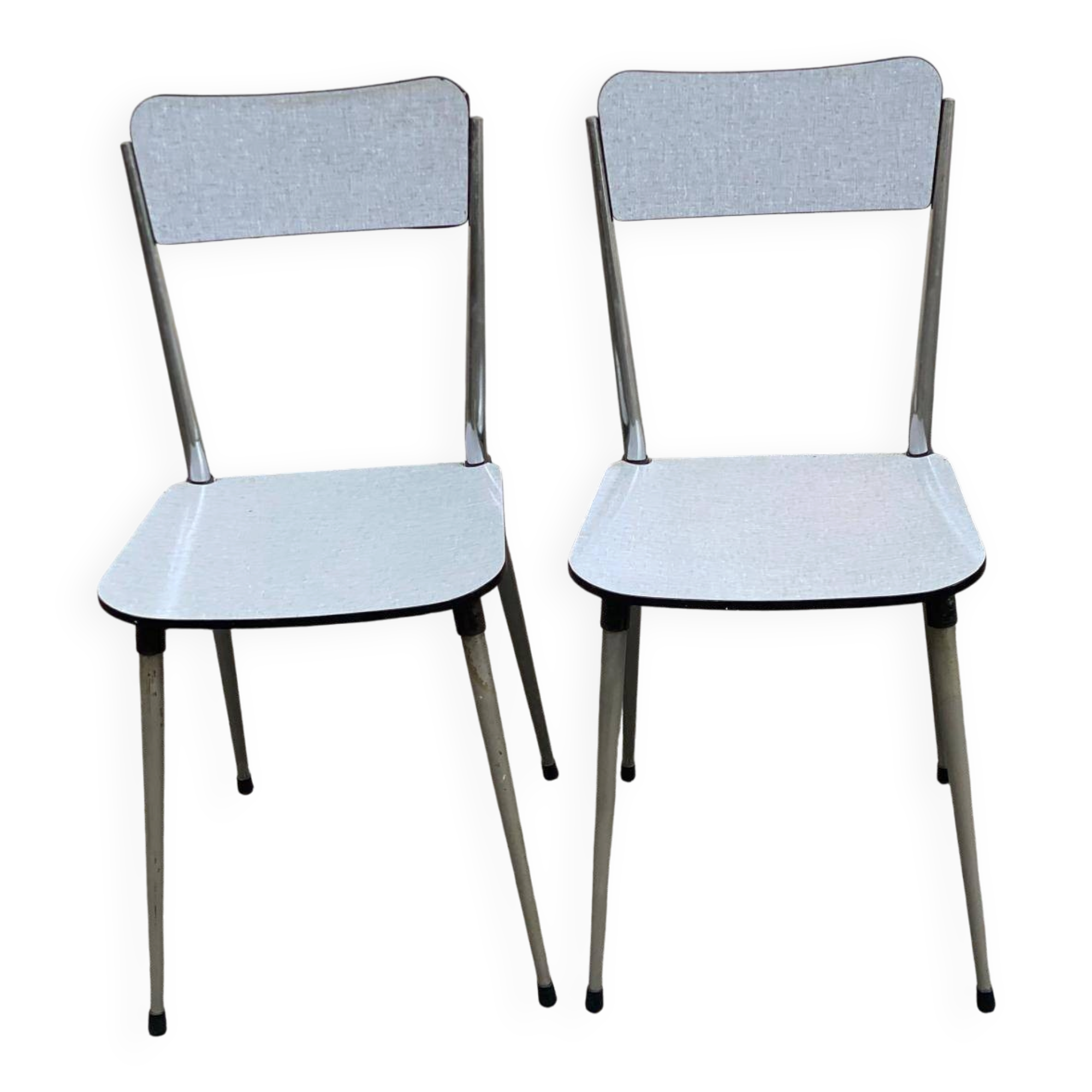 2 chaises formica beige et acier 1980