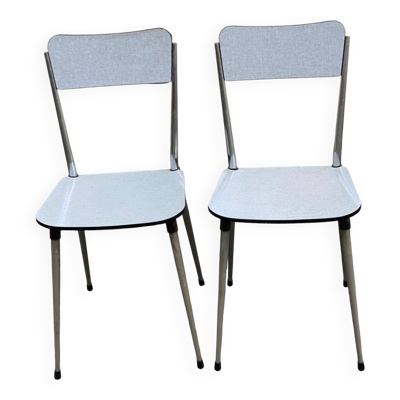 2 chaises formica beige et acier 1980