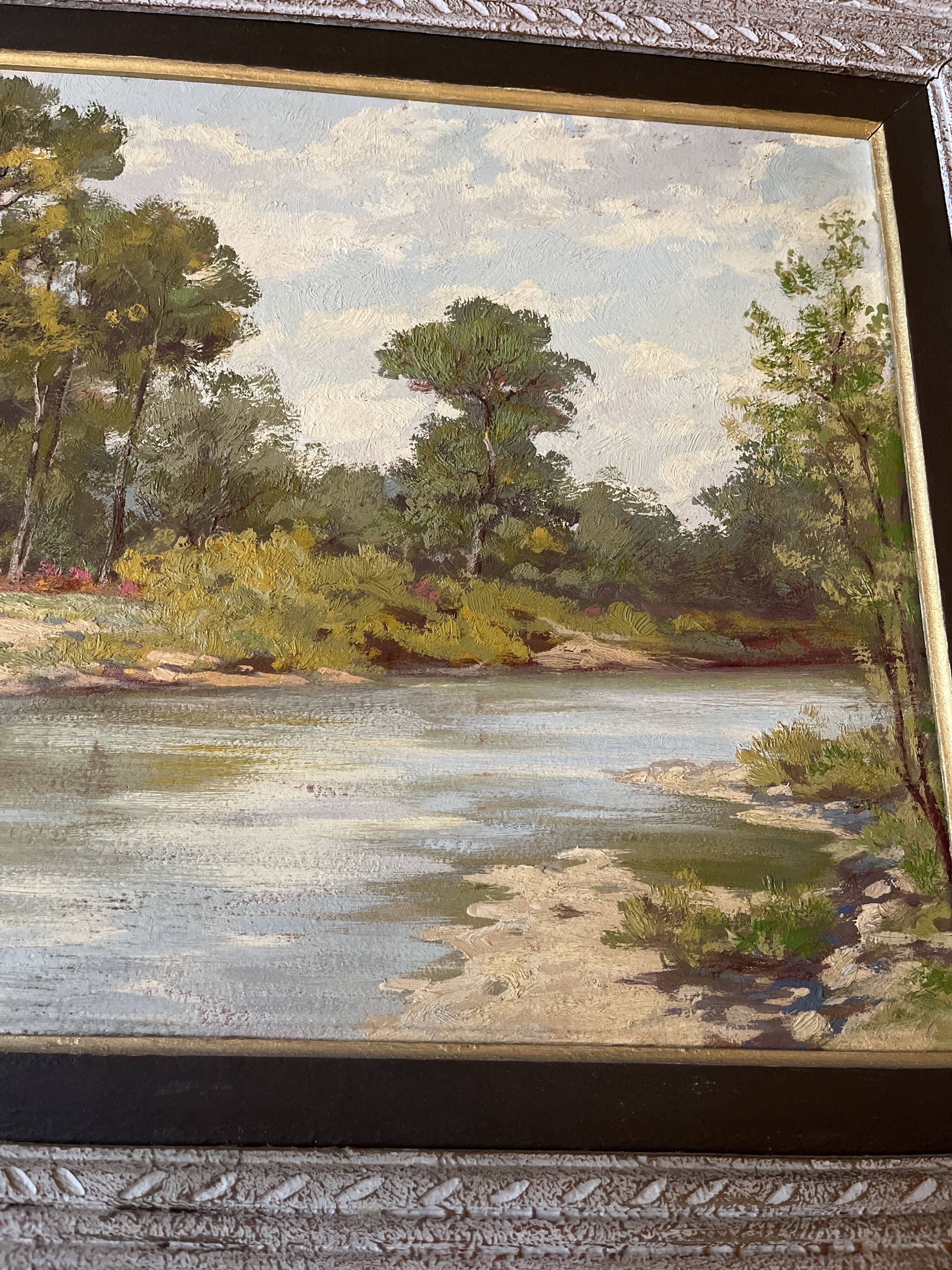 Oil on canvas countryside landscape