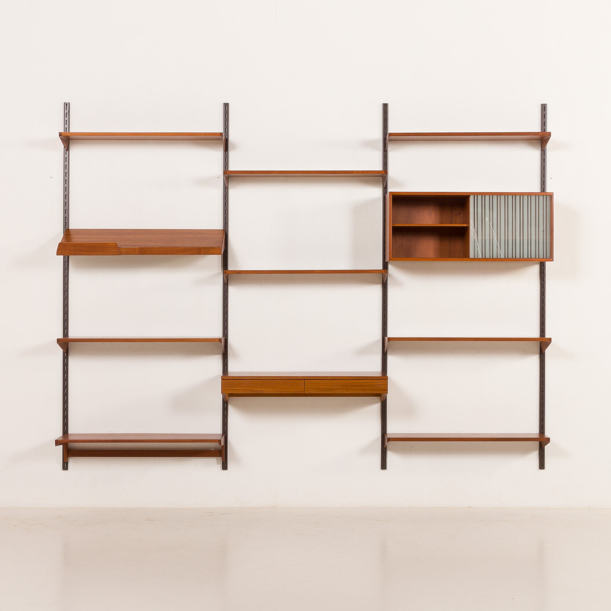 Kai Kristiansen 3 bay teak wall unit with desk, Denmark, 1960s