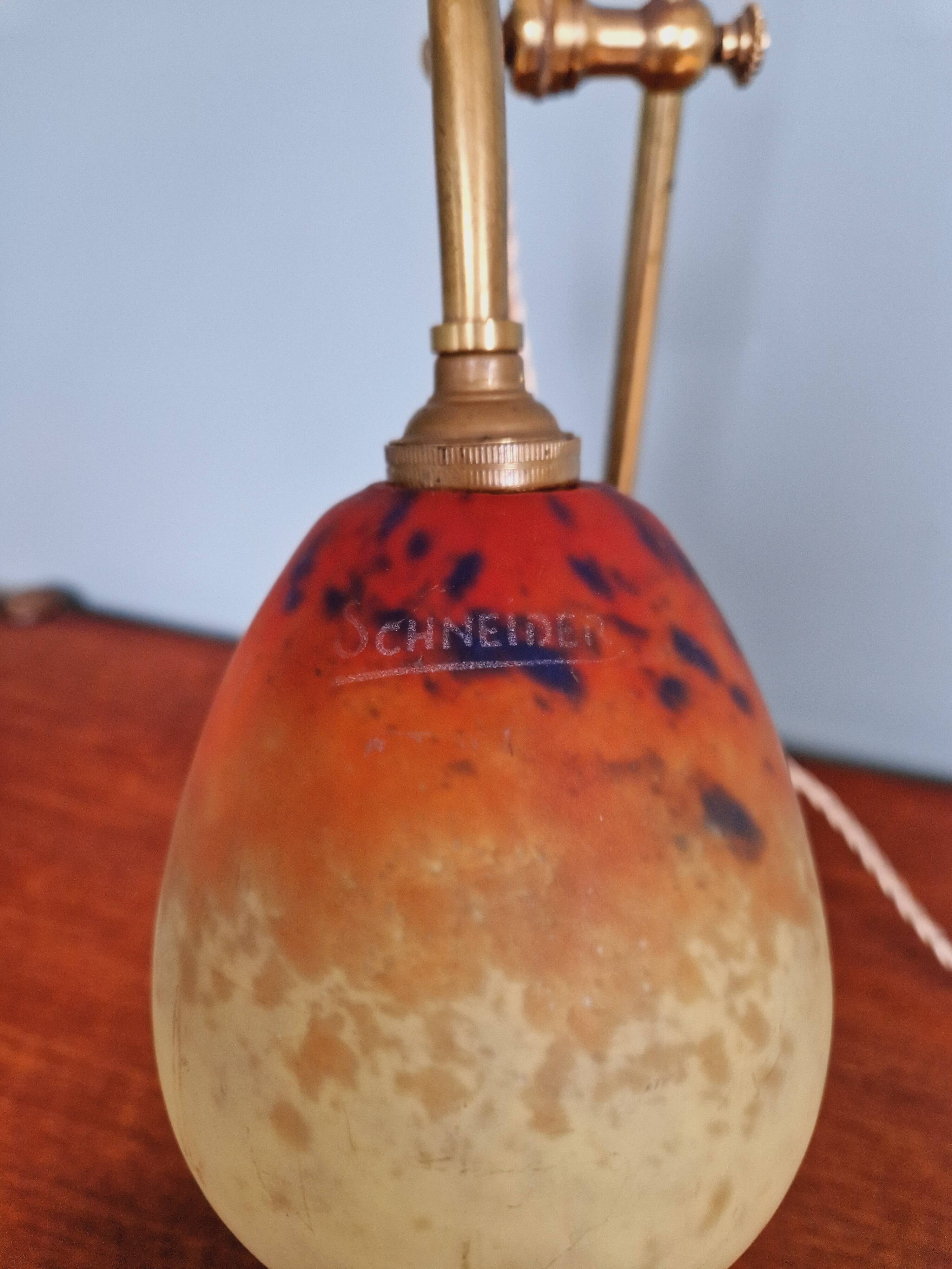 Art Deco desk lamp, glass signed Schneider, 1920s
