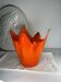 Murano orange handkerchief vase large 1970 Italy