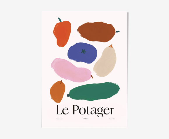 Affiche murale colorée légumes abstraits du potager pour la cuisine 50cm*70cm