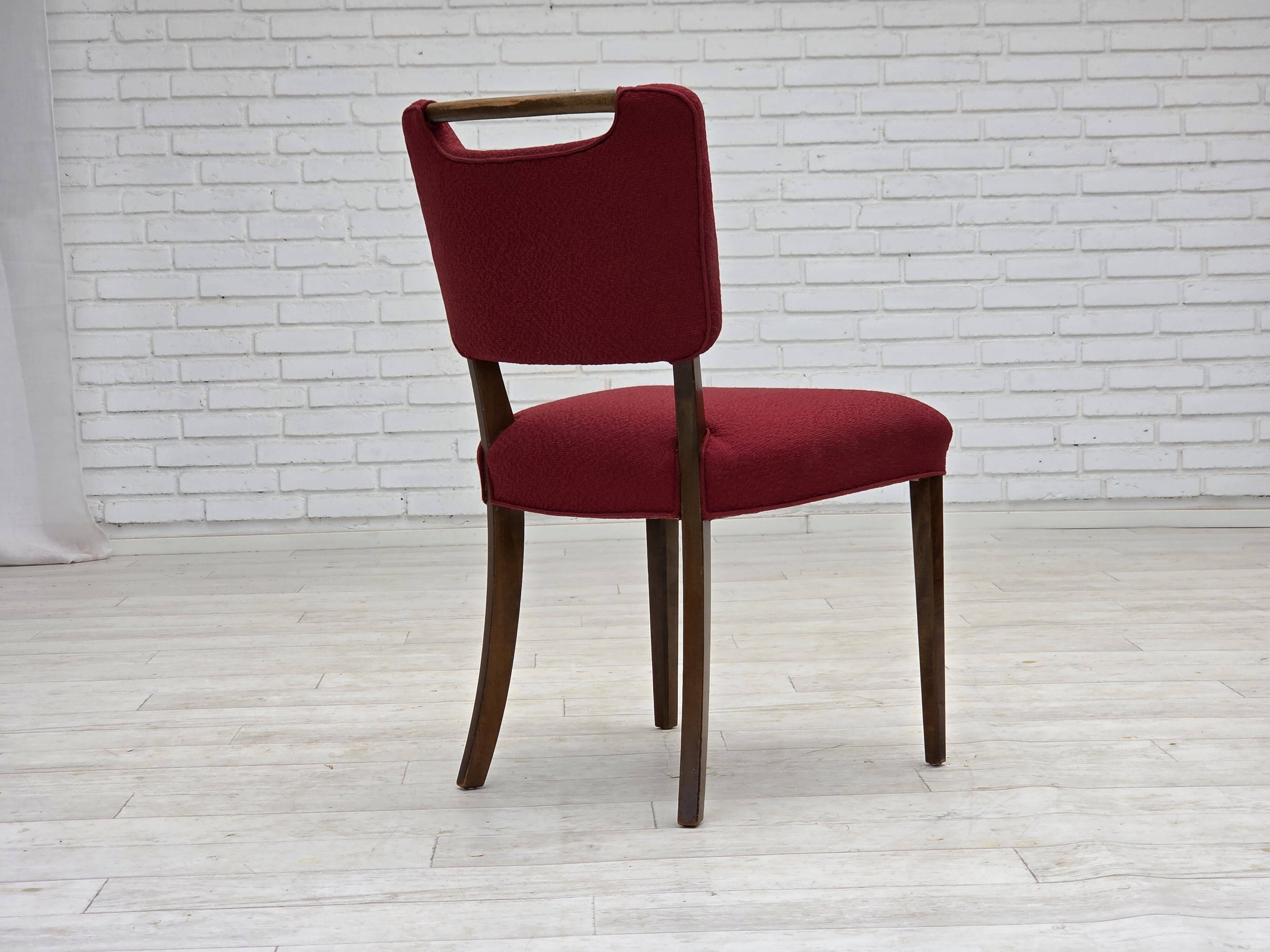 1960s, set of 6 pcs Danish dining chairs by Slagelse Møbelværk, wool.