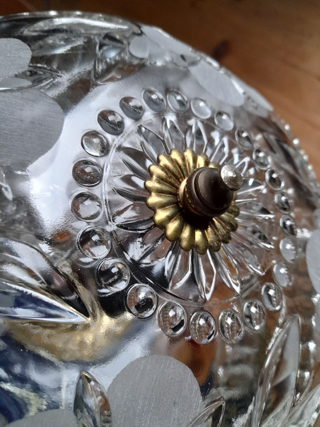 Chandelier crystal décor polished flowers, vintage 1950 style art deco