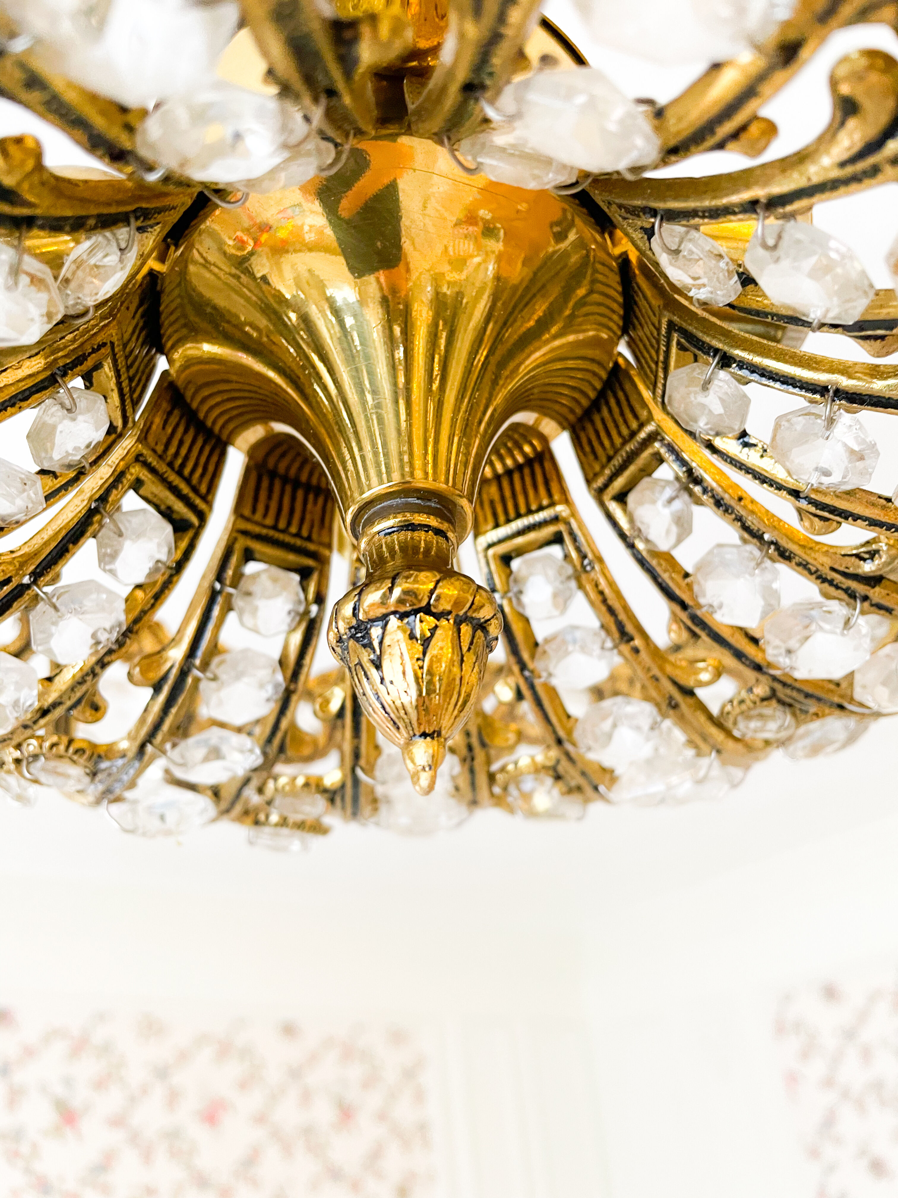 Vintage Palwa suspension in solid brass and crystal.