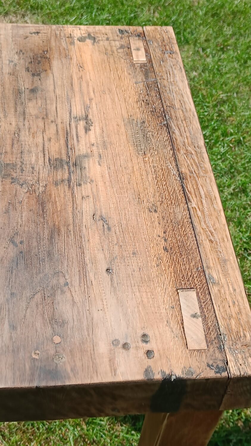 Small antique workbench in solid oak