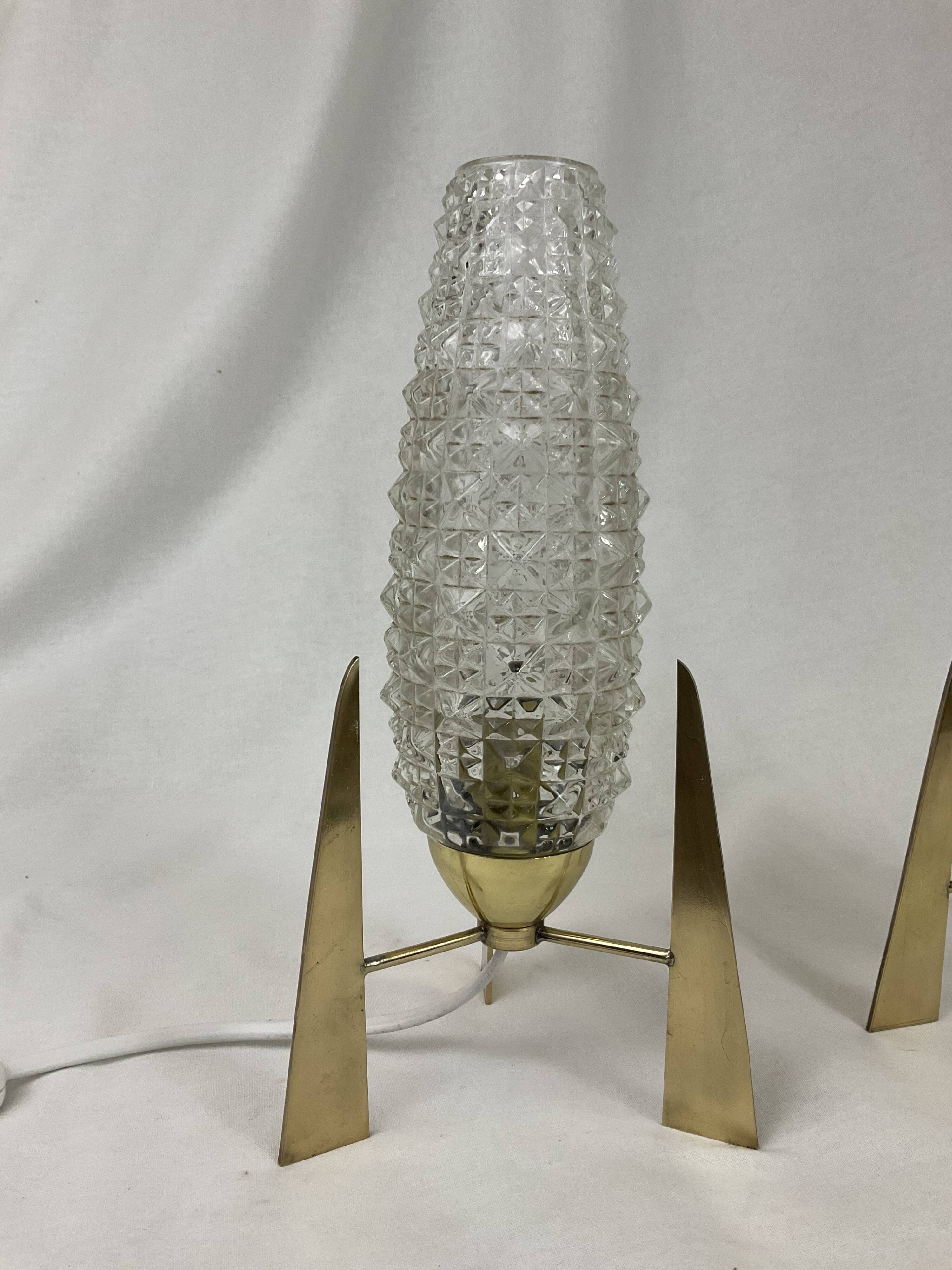 Pair of French mid century bedside lamps style from the 1950s 1960s Space age