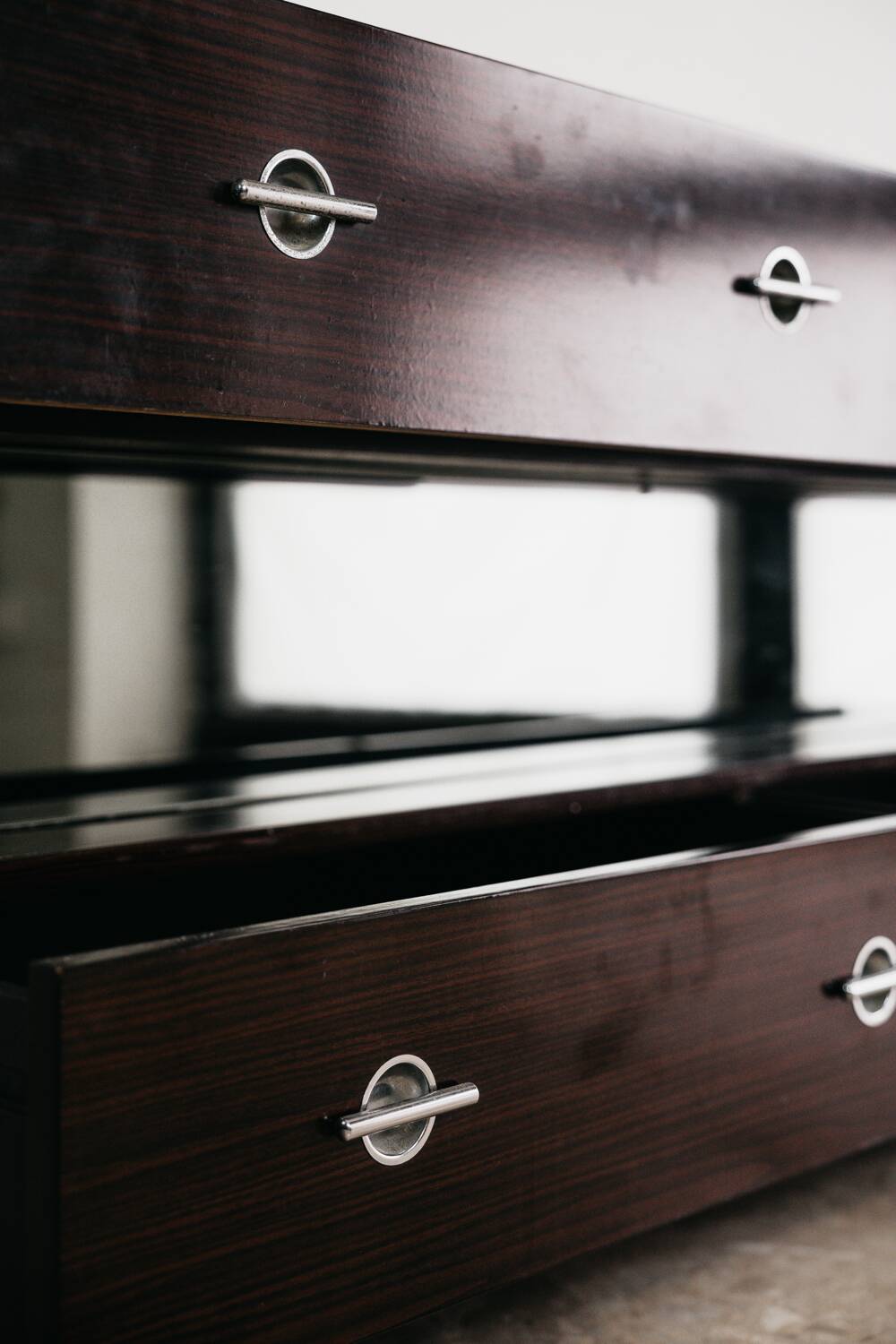 Comò Cassettiera In Ebano Macassar E Specchio Cubic Design Modern 70