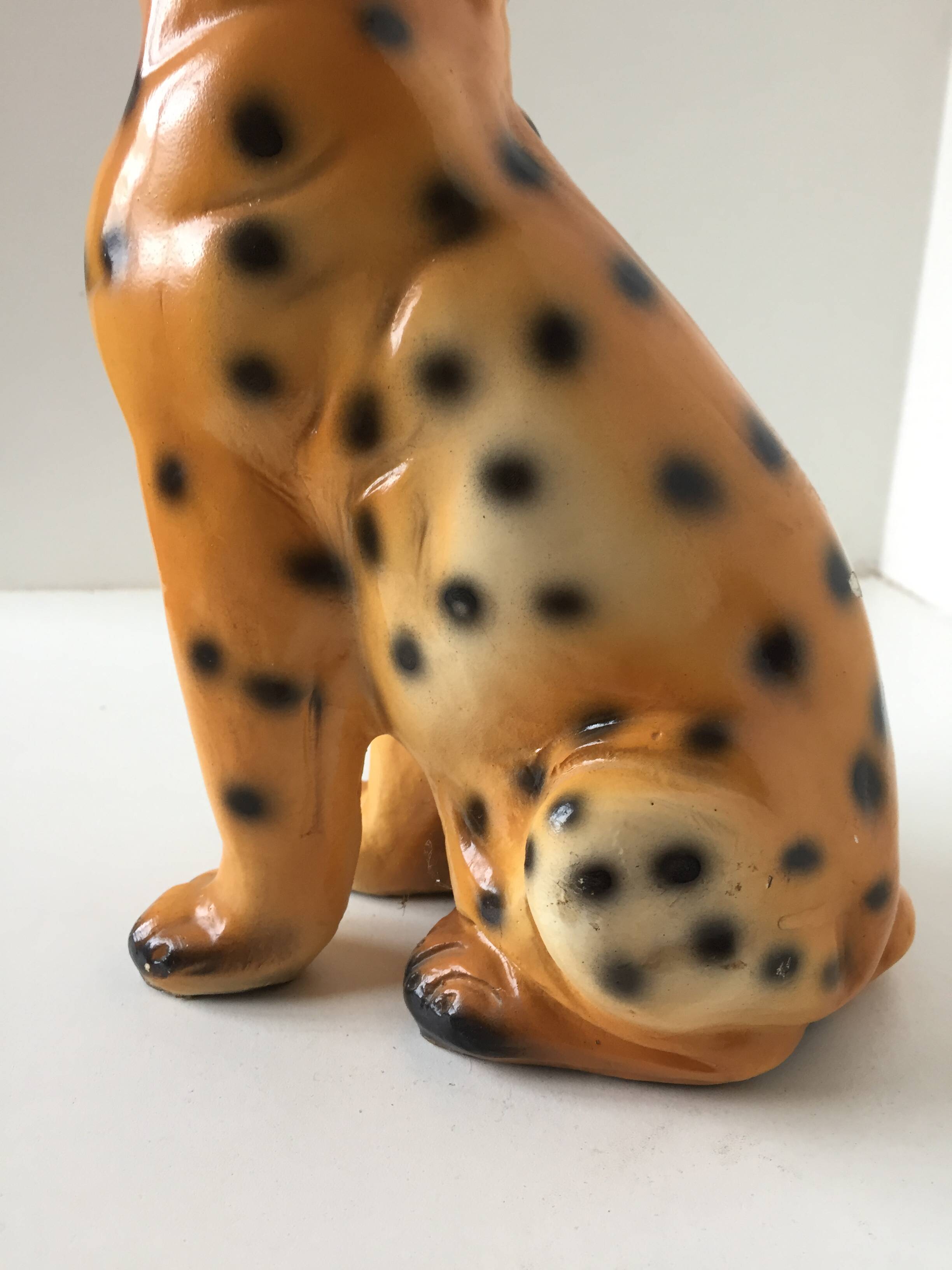 Vintage Leopard plaster statue