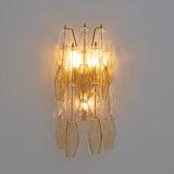 Pair of Mid-Century Italian Murano Glass Poliedri Sconces Amber and Clear