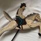 Rider and his horse in enamelled sheet metal rocking