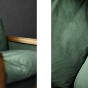 Vintage Mid-Century Modern Rosewood & Green Velour 3-Seater Sofa and Chair