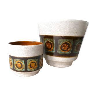 Set of 2 cache pot ceramic 70s Germany