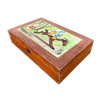 Puzzle ancien Disney cubes, 12 pièces dans leur boitier en bois, Garnier Cornil