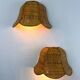 Pair of vintage woven rattan wall shades, Italy 1970s