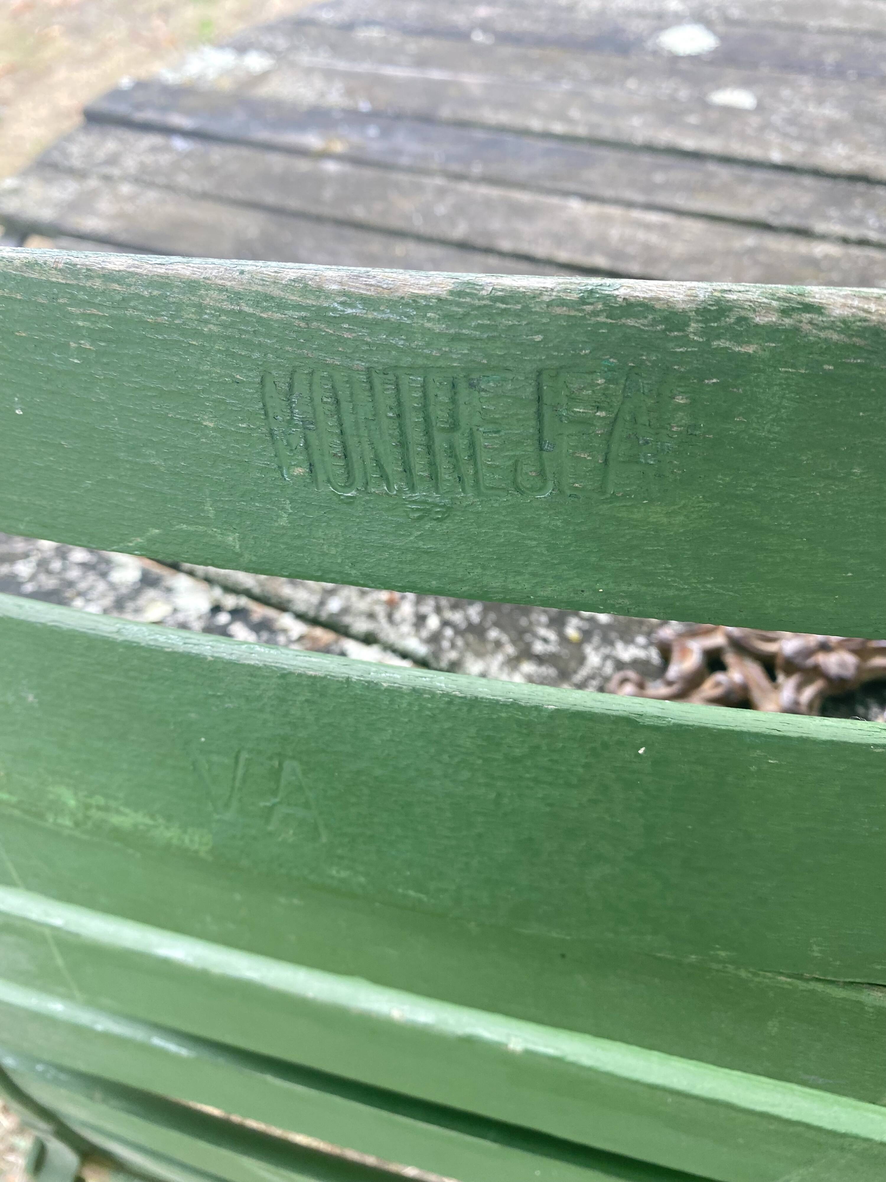 Antique folding garden chairs with wooden slats