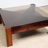 Scandinavian coffee table Mobelintarsia – Rosewood & smoked glass – 1960s