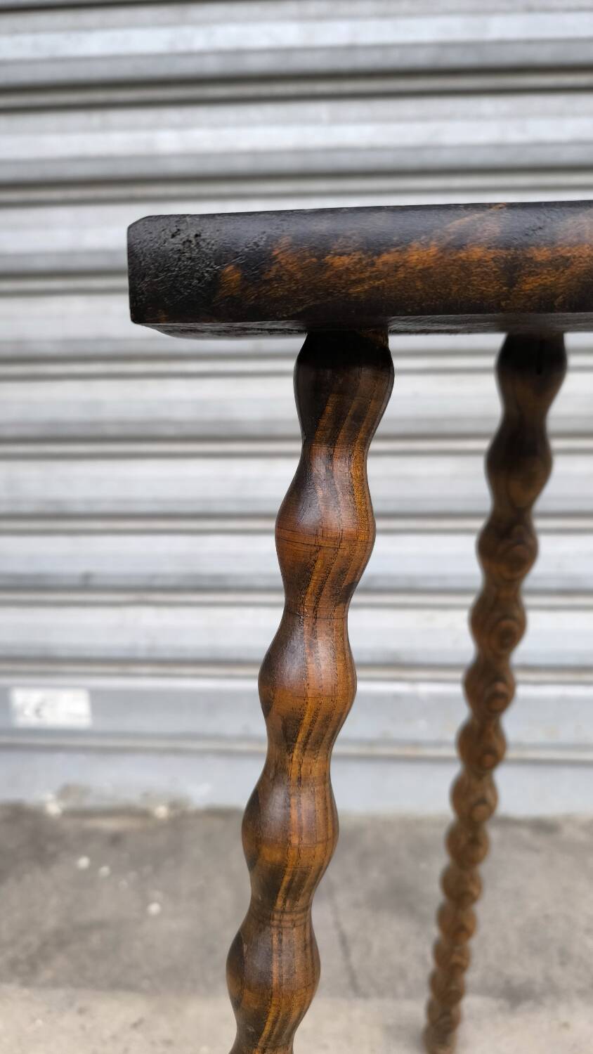1950s Beaded Wooden Tripod Stool