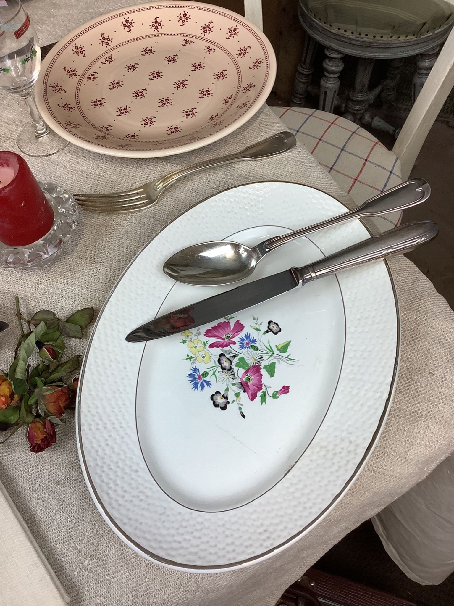 Plat ancien artisanal made in france digoin