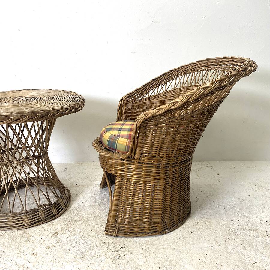 Vintage 70's rattan lounge set