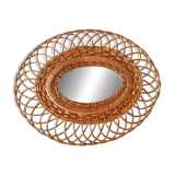 Miroir en rotin tressé