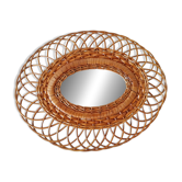 Woven rattan mirror