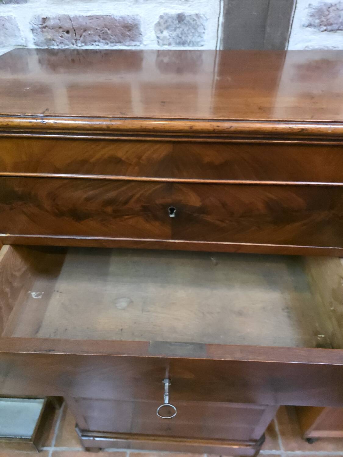 Louis Philippe style mahogany secretary chest.