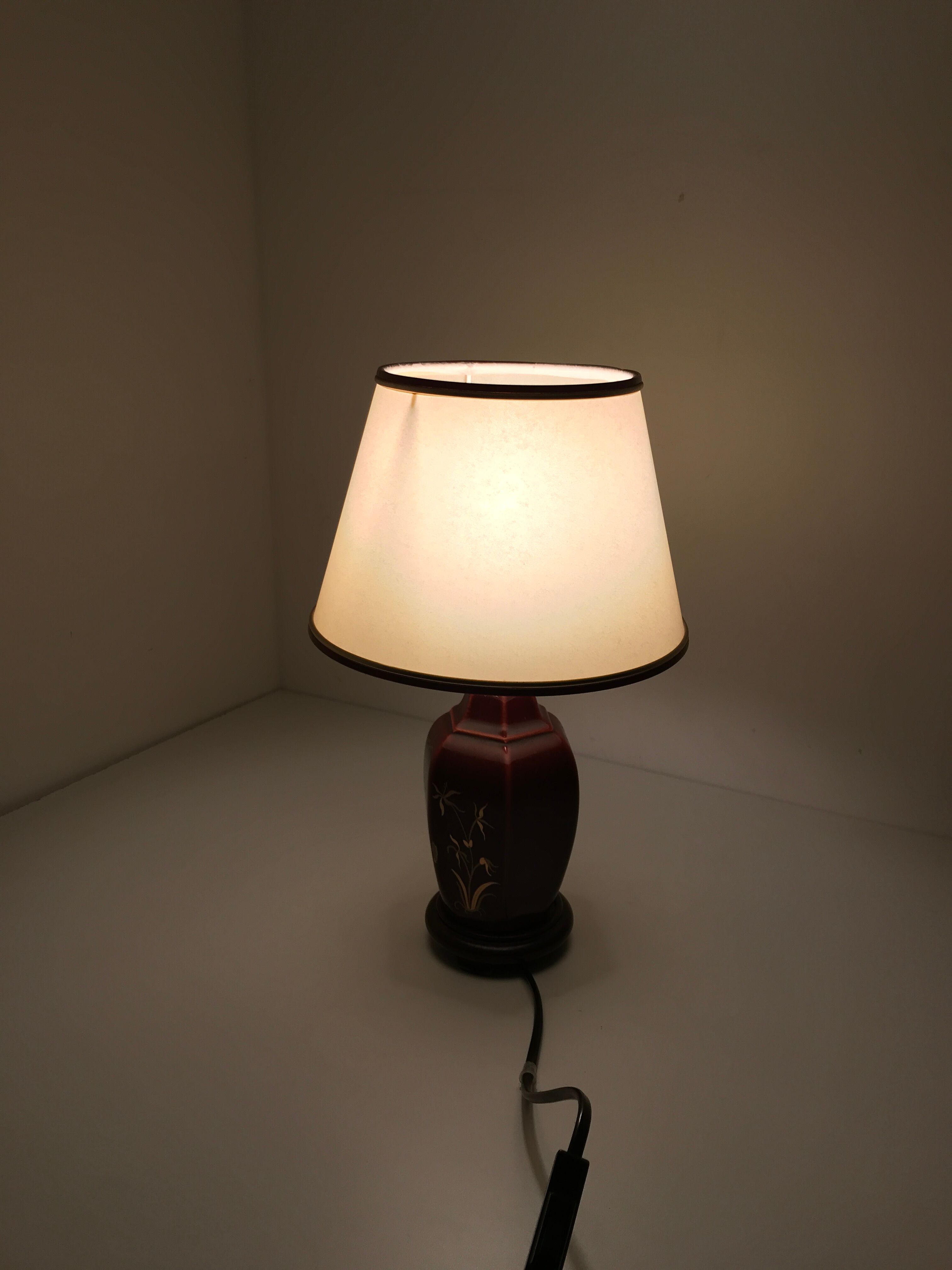 Old ceramic and wood bedside lamp