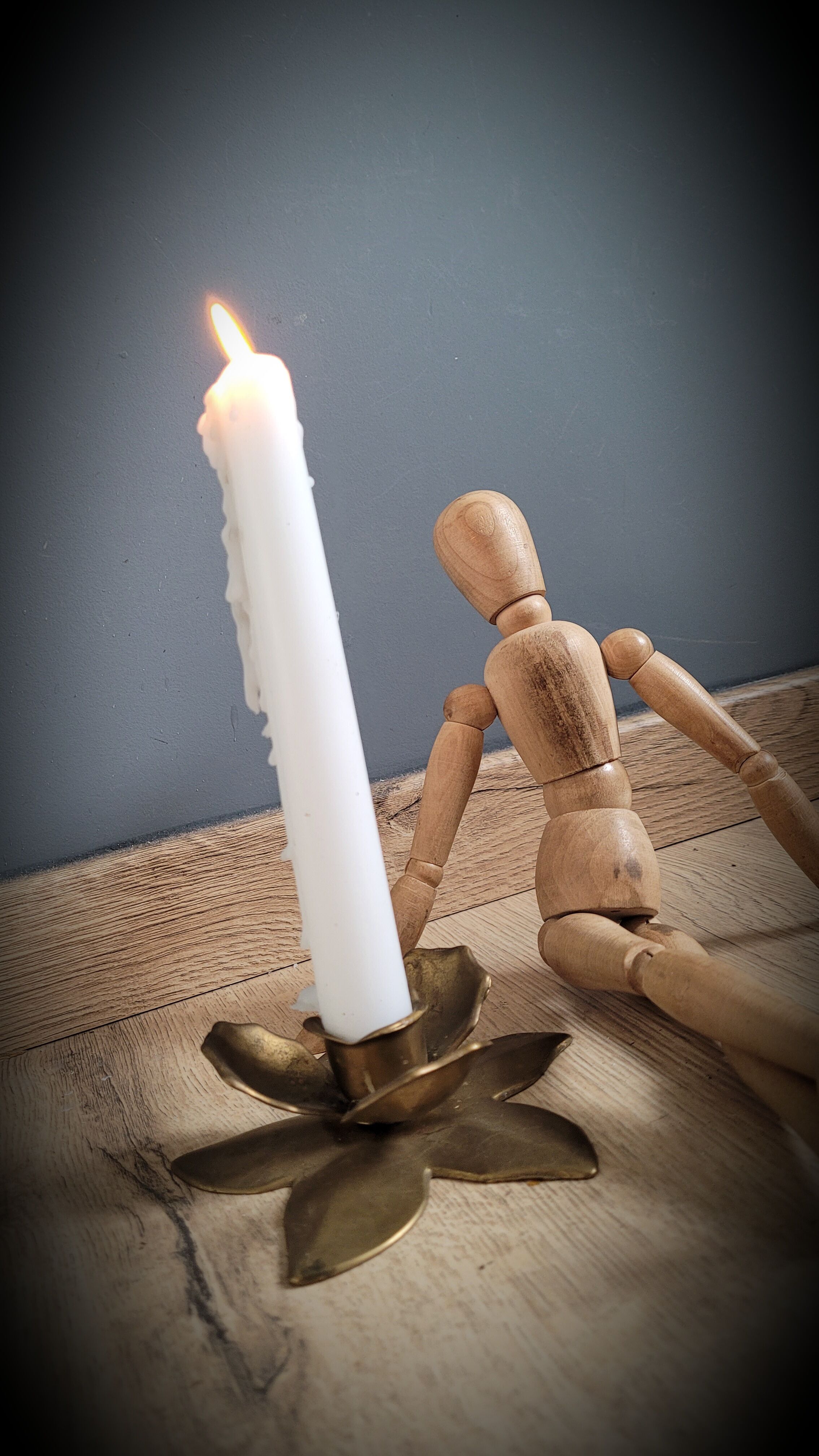 Brass flower candlestick