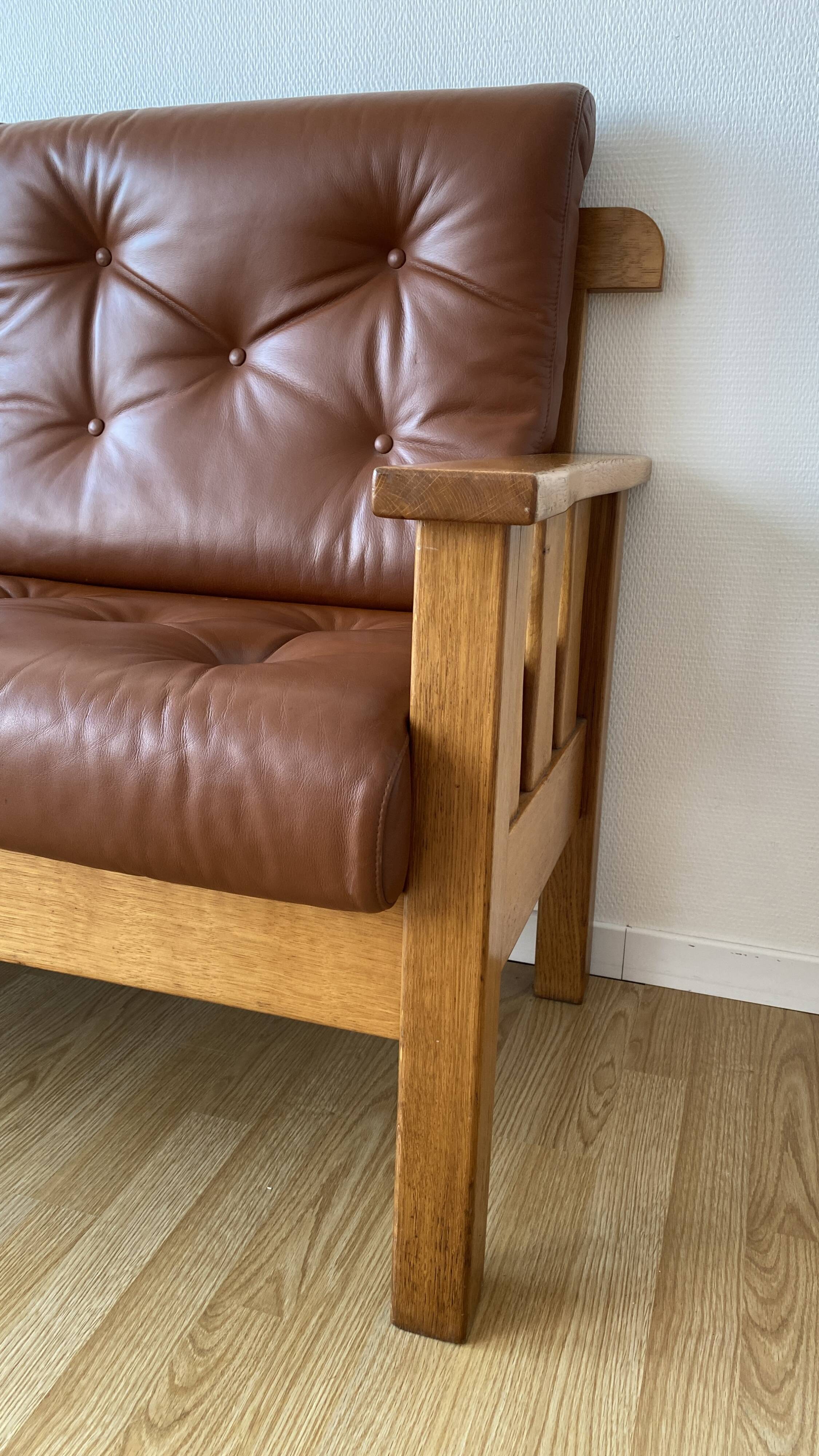 Banquette vintage en chêne massif
