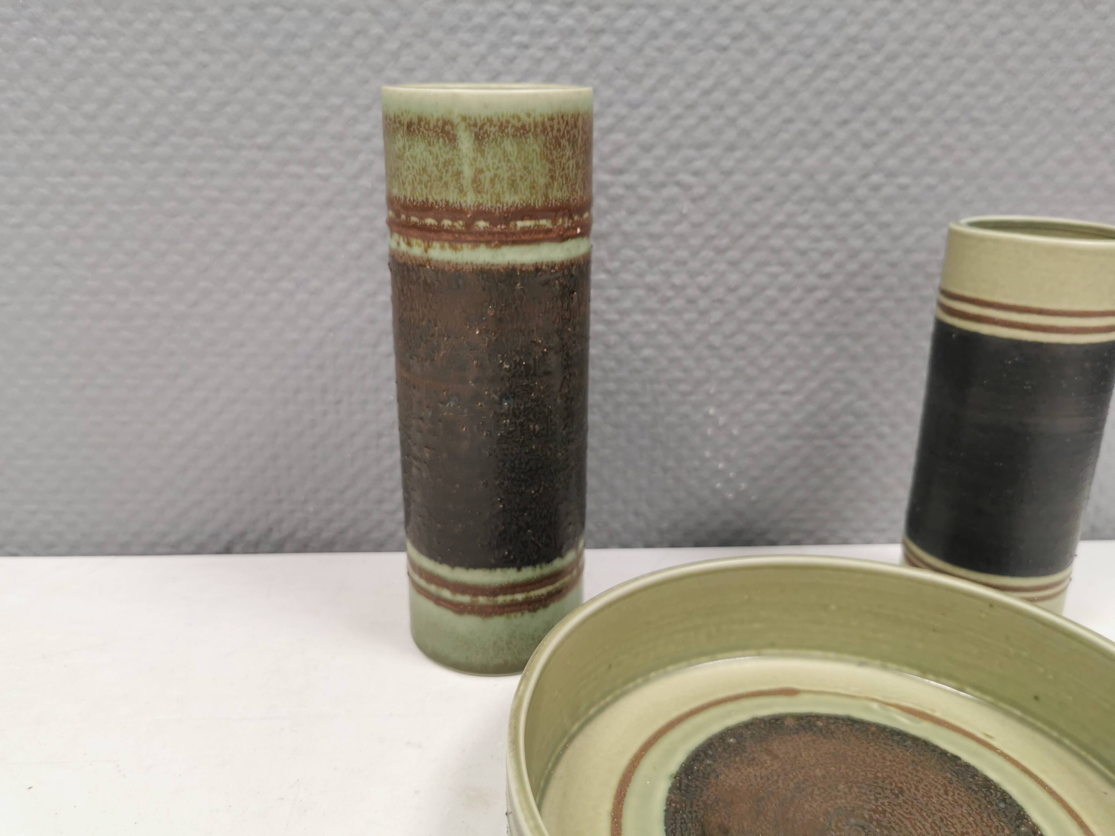 Trio of ceramics, consisting of two vases and a bowl/dish