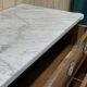 Louis XVI XIXth chest of drawers in mahogany and walnut and white marble top