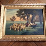 Huile sur toile Hector Merle encadrée, XIXème s.