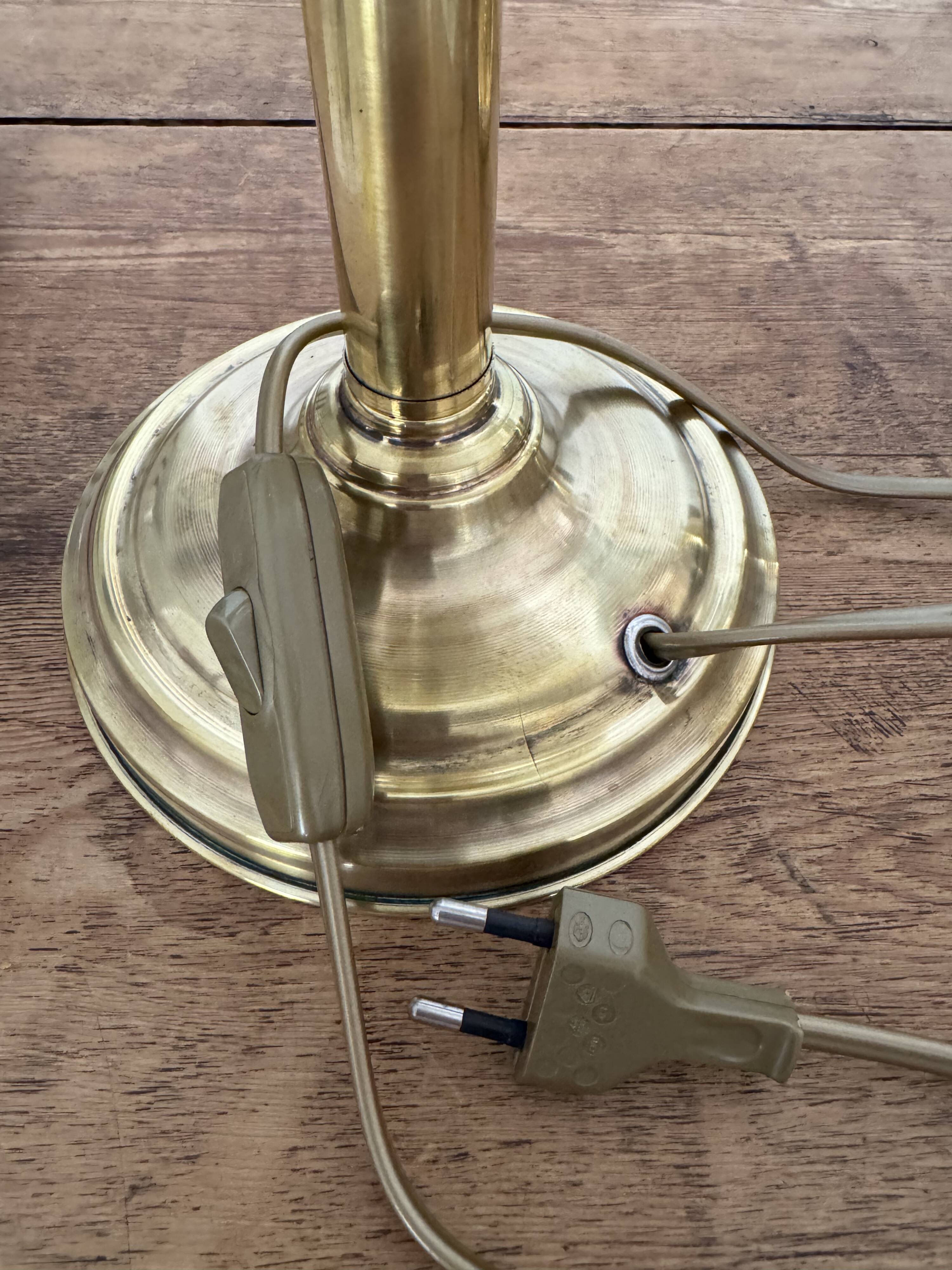 Vintage opaline brass table lamp