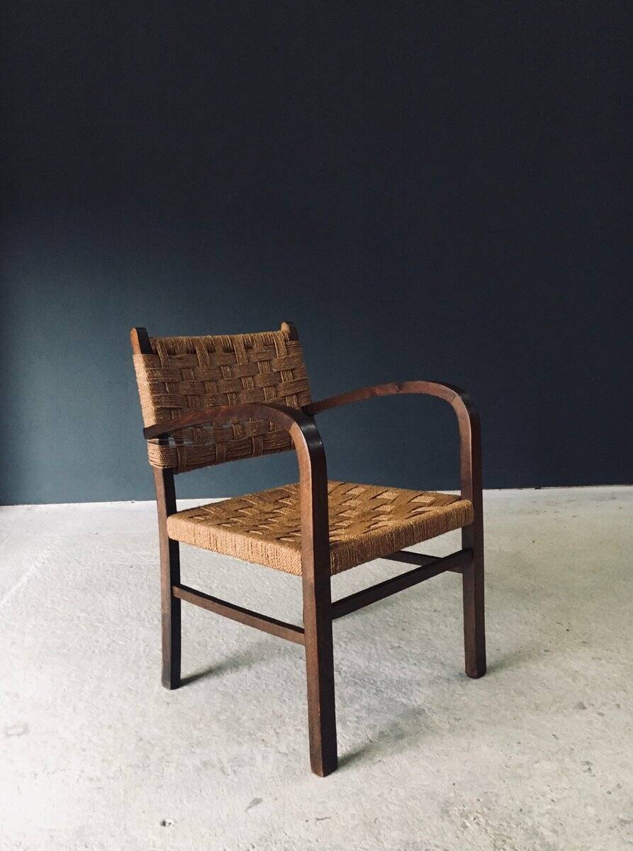 Modernist Bauhaus Rope Armchairs by Erich Dieckmann, Germany, 1930s, Set of 3