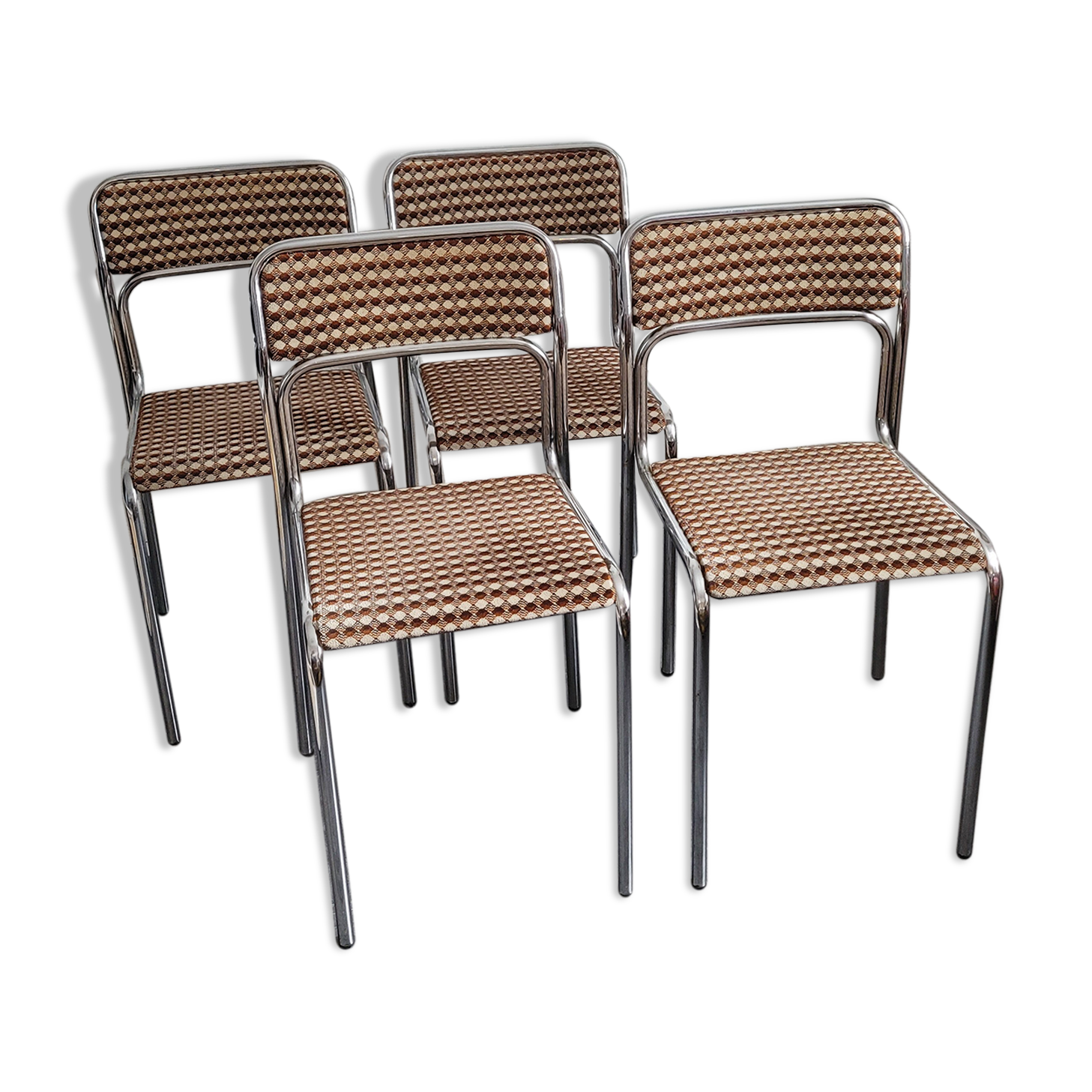 Ensemble de 4 chaises vintage chromées