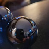 4 boutons de meuble en laiton chromé