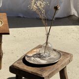 Petrified wood catchall or dish, beige with a brown spot in the centre, D24-27 -377.
