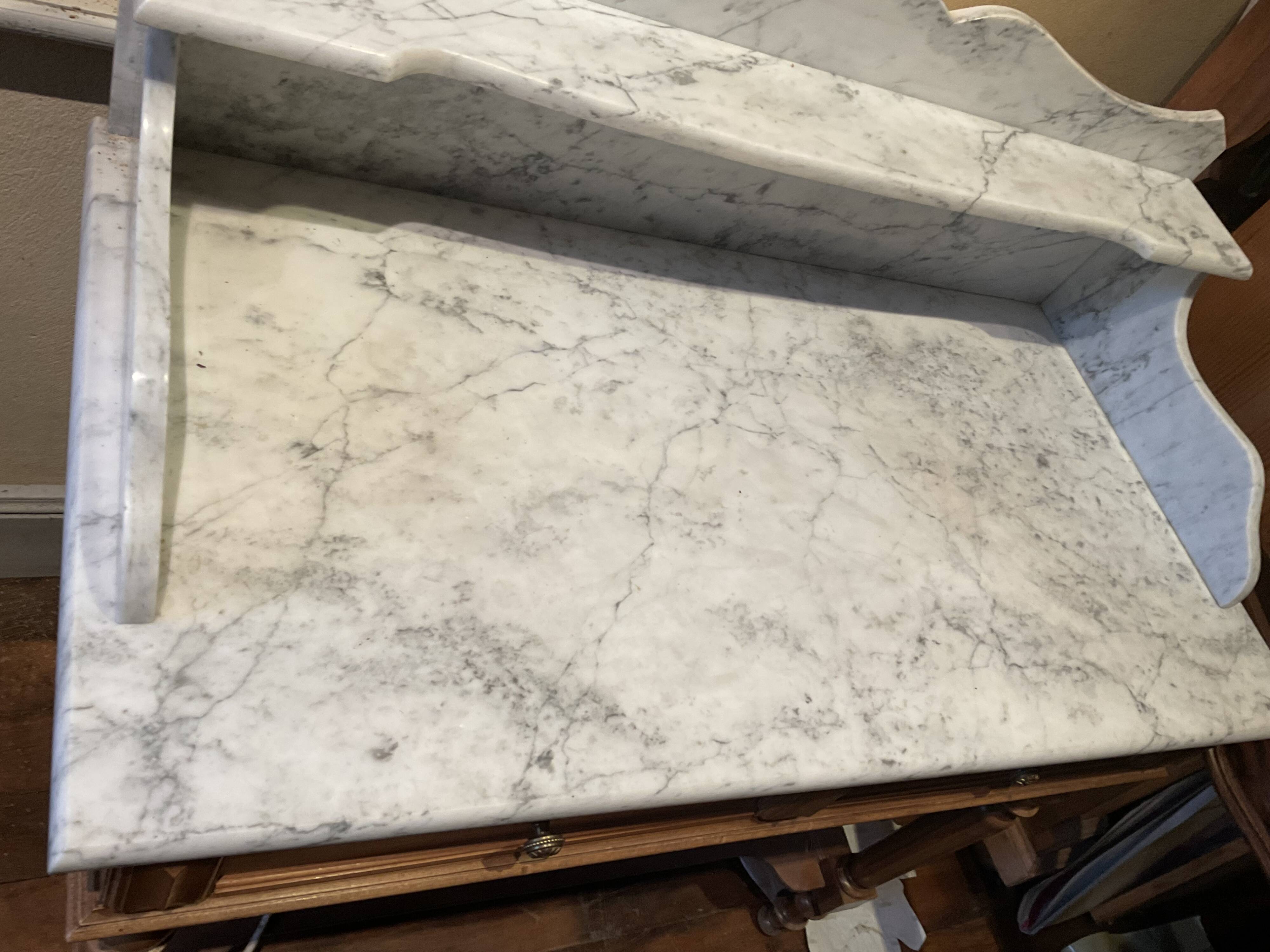 Louis Philip style marble top dressing table or dressing table with walnut base