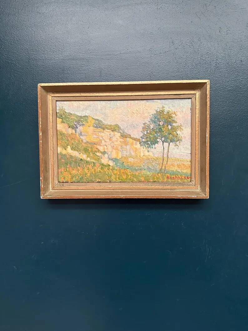 Original Swedish Oil on Canvas – “Landscape” by B. Hallberg – Signed – Vintage & Framed – 50 × 33 cm