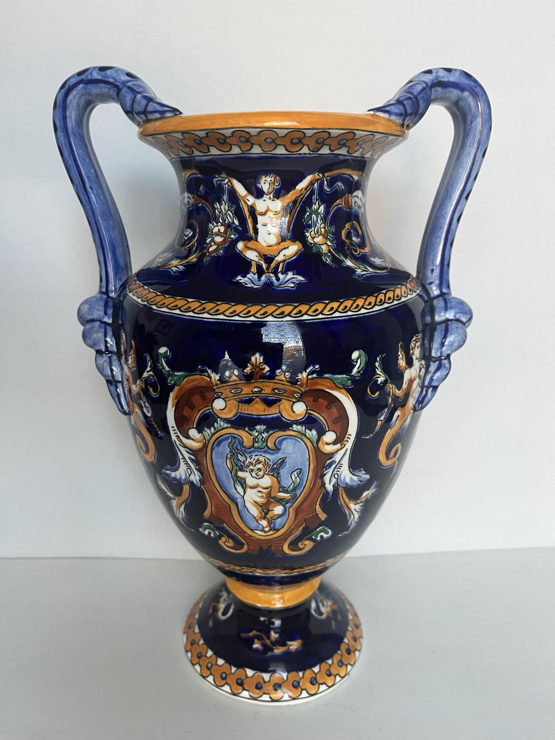 Gien earthenware vase, renaissance model