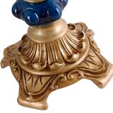 Vintage Table Lamp with Blue Floral Glass Shade - Romantic Accent Lamp for Bedroom