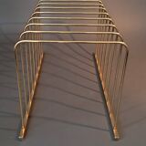 Porte vinyles en laiton doré mural ou à poser 1960/1970.