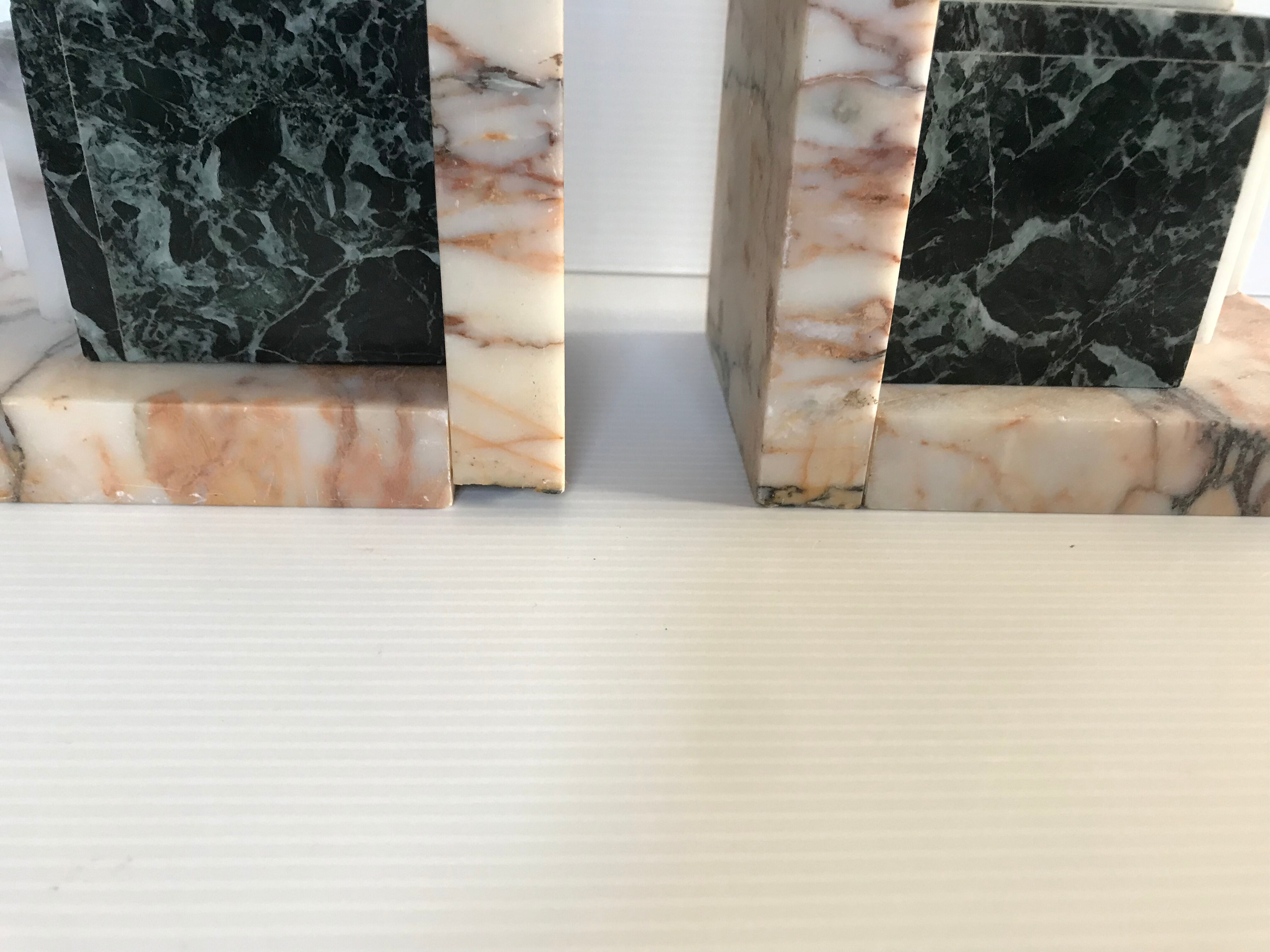 Pair of Art Deco marble book clamts