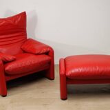 Maralunga armchair and ottoman by Vico Magistretti for Cassina